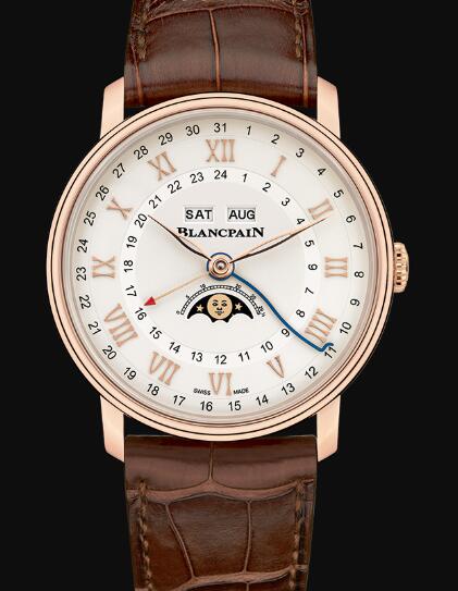 Review Blancpain Villeret Watch Price Review Quantième Complet Phases de Lune GMT Replica Watch 6676 3642 55A - Click Image to Close